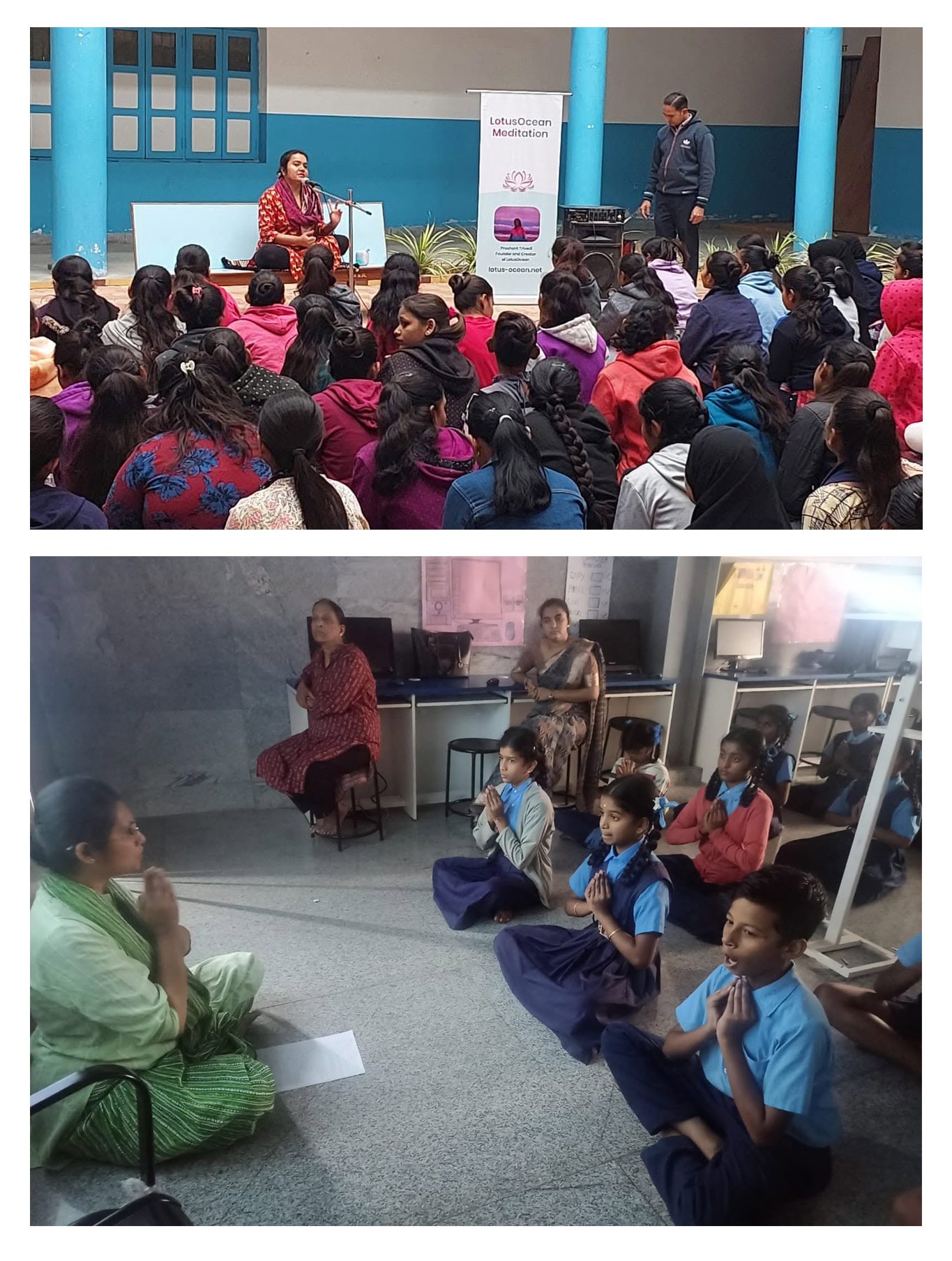 LotusOcean meditation sessions with students in schools in India